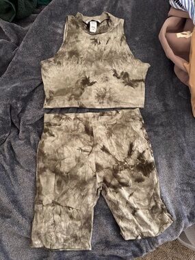 Tie-Dye Ribbed Crop Tank and Biker Short Set